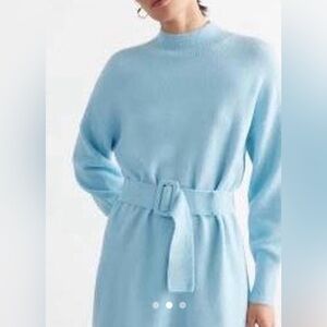 & Other Stories Los Angeles Light blue belted sweater dress Size Small